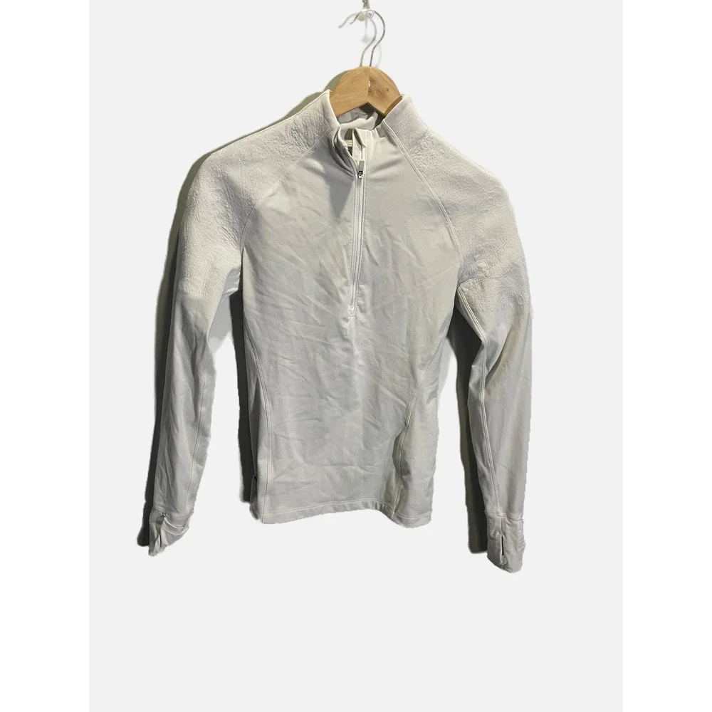 Lululemon Toasty Tech 1/2 Zip Women 2 White Quilted Pullover Running Jacket